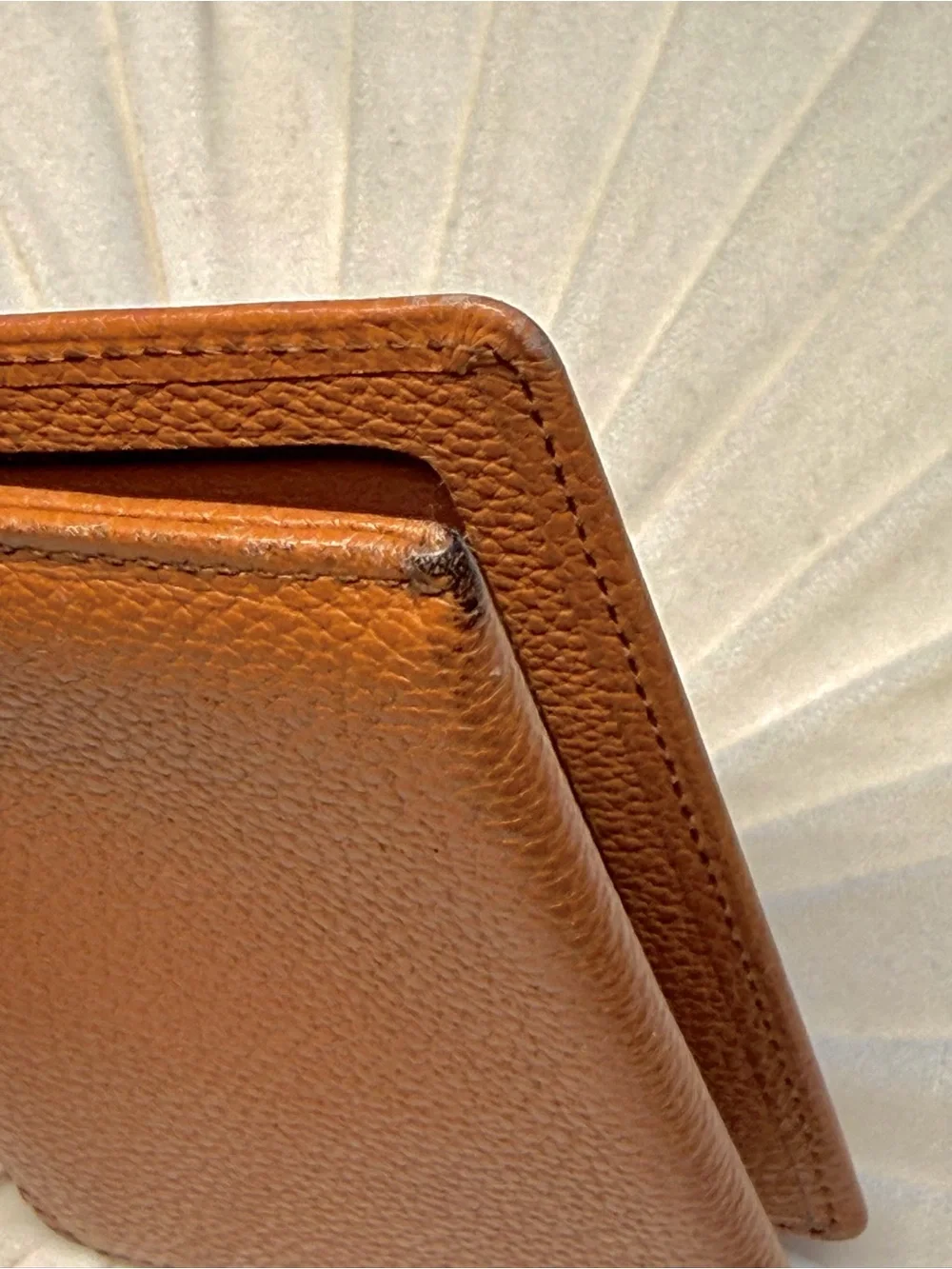 Saint Laurent Tan Pebbled Leather Card Holder